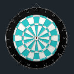 Turquoise Black en White Dartbord<br><div class="desc">Turquoise Black en White Dart Board</div>