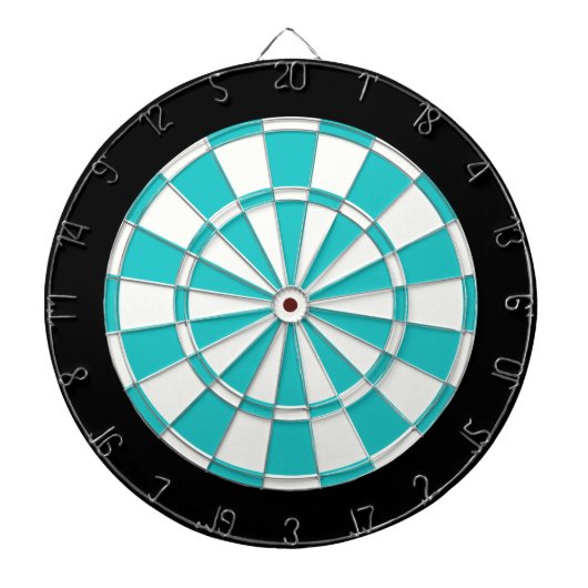 Turquoise Black en White Dartbord (Voorkant)