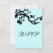 Turquoise Black Floral RSVP Weddenkaart (Achterkant)