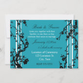 Turquoise Black Floral Wedding Invitation Card Kaart (Achterkant)