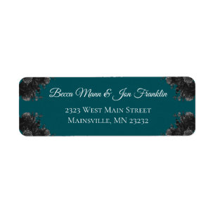 Turquoise Black Grey Rozen Gothic Wedding Etiket