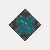 Turquoise Black Grey Rozen Gothic Wedding Servet (Hoek)