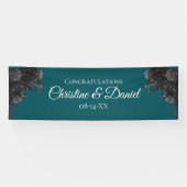 Turquoise Black Grey Rozen Gothic Wedding Spandoek (Horizontaal)