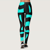 Turquoise & Black Leggings Abstracte Stretch Pants (Achterkant)