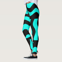 Turquoise & Black Leggings Abstracte Stretch Pants
