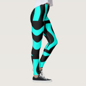 Turquoise & Black Leggings Abstracte Stretch Pants (Rechts)