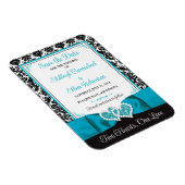 Turquoise, Black Love Hearts Bruiloft Save the Dat Magneet (Rechterzijde)