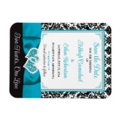 Turquoise, Black Love Hearts Bruiloft Save the Dat Magneet (Horizontaal)