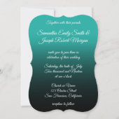 Turquoise Black Ombre Elegant Calligraphy Wedding Kaart (Voorkant)