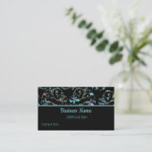 Turquoise & Black Pearl Floral Visitekaartje (Staand voorkant)