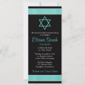 Turquoise Black Polka Dot Bat Mitzvah Uitnodiging (Voorkant)