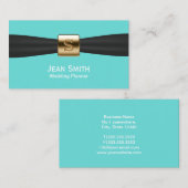 Turquoise Black Ribbon Wedding Event Planning Visitekaartje (Voorkant / Achterkant)