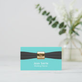 Turquoise Black Ribbon Wedding Event Planning Visitekaartje (Staand voorkant)
