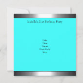 Turquoise Black Silver Jewel 21st Birthday Party Kaart (Achterkant)