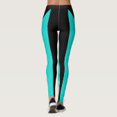 Turquoise Black Sports Pants Slimme Vette werkout Leggings (Achterkant)
