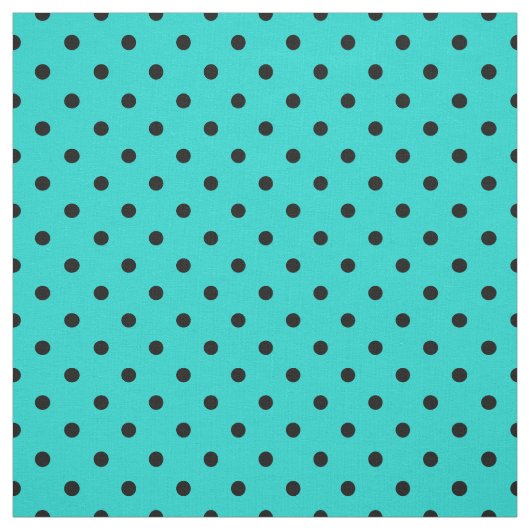 Turquoise Black Spotty Polka Dot Pattern Stof (Swatch)