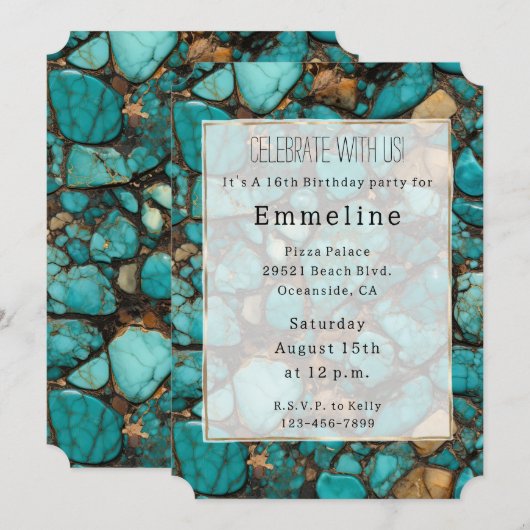 Turquoise Black Stones Kaart (Voorkant / Achterkant)