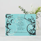 Turquoise Black Swirl Bridal Shower Kaart (Staand voorkant)