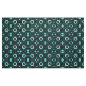 Turquoise & Black Trendy Floral Geometric Pattern Stof (Fat Quarter)
