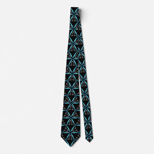 *~* Turquoise & Black Trendy Hand Drawn Pattern Stropdas (Voorkant)