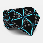 *~* Turquoise & Black Trendy Hand Drawn Pattern Stropdas (Opgerold)