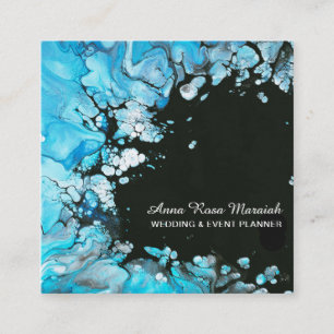 *~* Turquoise Black Wedding Beauty Abstract Vierkante Visitekaartje