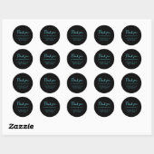 Turquoise & Black Wedding Classic Round Sticker (Vel)