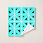 Turquoise Black & White Chic Geometric Pattern Bad Handdoek (Wasdoekje)