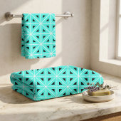 Turquoise Black & White Chic Geometric Pattern Bad Handdoek