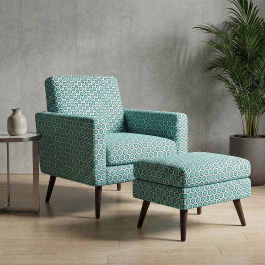 Turquoise Black White Honeycomb Geometric Pattern Stof