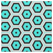 Turquoise Black White Honeycomb Geometric Pattern Stof (Swatch)