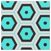 Turquoise Black White Honeycomb Geometric Pattern Stof (Close Up)