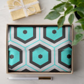 Turquoise Black White Honeycomb Geometric Pattern Tissuepapier (Geschenk)