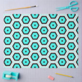 Turquoise Black White Honeycomb Geometric Pattern Tissuepapier (Craft)
