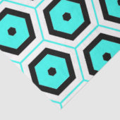 Turquoise Black White Honeycomb Geometric Pattern Tissuepapier (Detail)