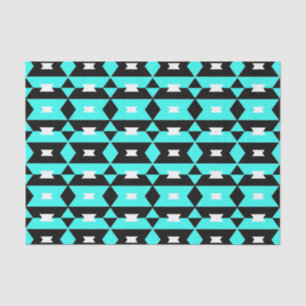 Turquoise Black & White op Art Geometric Pattern Tissuepapier