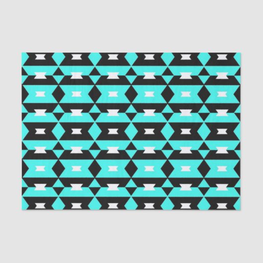 Turquoise Black & White op Art Geometric Pattern Tissuepapier (Voorkant)