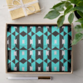 Turquoise Black & White op Art Geometric Pattern Tissuepapier (Geschenk)