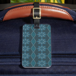 Turquoise Blad bloemenachthoek en diagonaal Bagagelabel