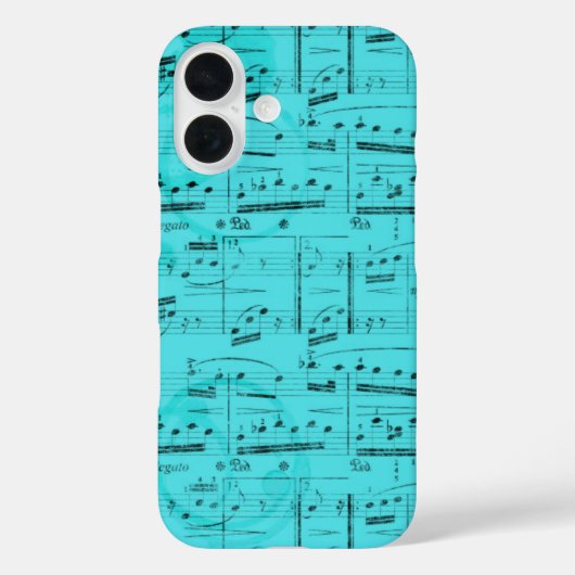 Turquoise Bladmuziek Case-Mate iPhone Case (Achterkant)