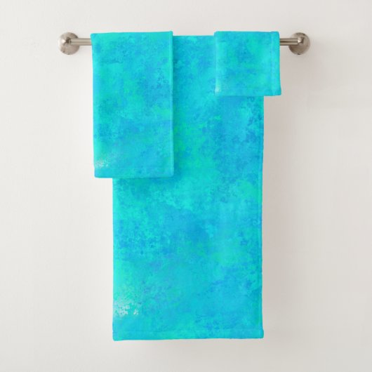 Turquoise Blau Abstract Patroon Bad Handdoek (Insitu)