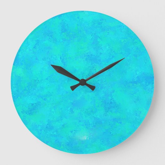 Turquoise Blau Abstract Patroon Grote Klok (Voorkant)