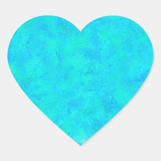 Turquoise Blau Abstract Patroon Hart Sticker (Voorkant)