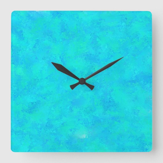 Turquoise Blau Abstract Patroon Vierkante Klok (Voorkant)