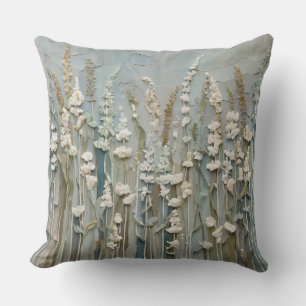 Turquoise Blau Beige Wit Wilde Bloem Kussen