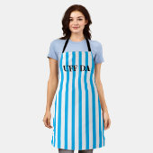Turquoise Blau Gestreepte Uff Da All-Over Print Sc Schort (Gedragen)