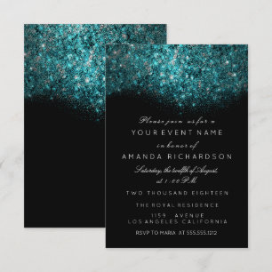 Turquoise Blau Glitterend Glanzend Zwart Wit Evene Kaart