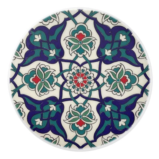 Turquoise Blau Keramische Bloemen Knop (Voorkant)