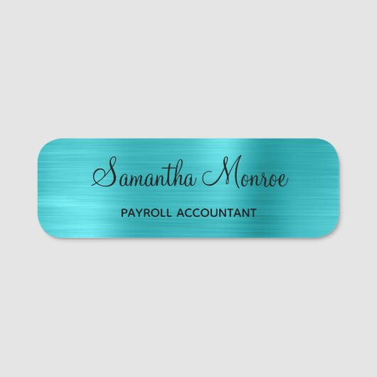 Turquoise Blau Metaal Naamplaatje (Voorkant)