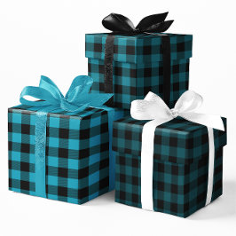 Turquoise Blau Ombre Buffalo Plaid Klein Inpakpapier Vel